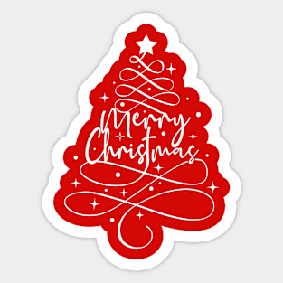 Merry Christmas Sparkling Tree- White Sticker